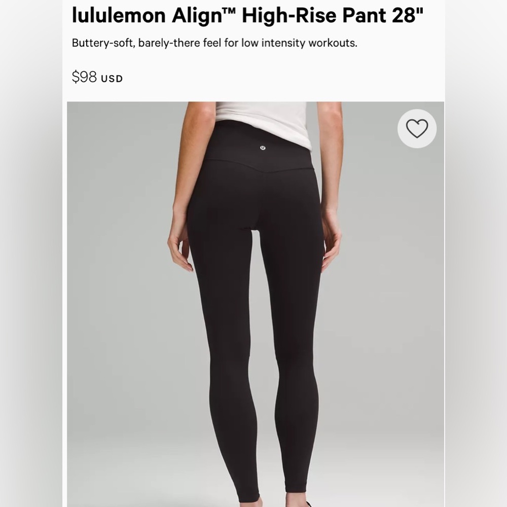 Lululemon black Align 28” legging